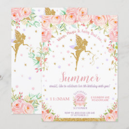 Invitación Caprichoso floral del cumpleaños del rosa de hadas