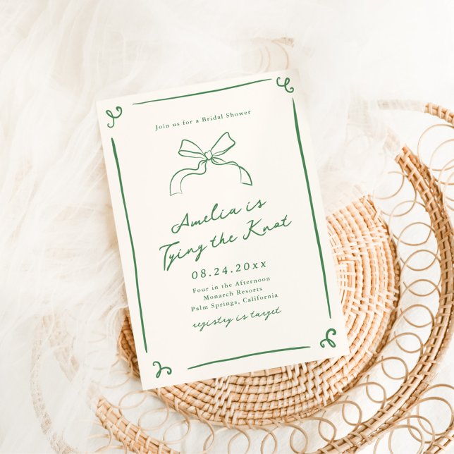 Invitación Caprichoso Nudo Verde Dibujado a Mano (Subido por el creador)