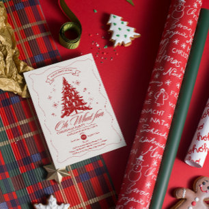 Invitación Caprichoso Oh Qué Diversión Árbol de Navidad Rojo 