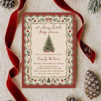 Invitación Caprichoso Una Alegre Navidad Pequeño Baby Shower