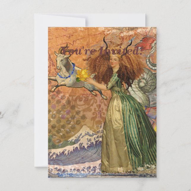 Invitación Capricorn Mujer Goat Whimsical Fun (Anverso)
