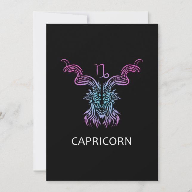 Invitación Capricornio Zodiac Rótulo Goat Diseño Regalo de cu (Anverso)