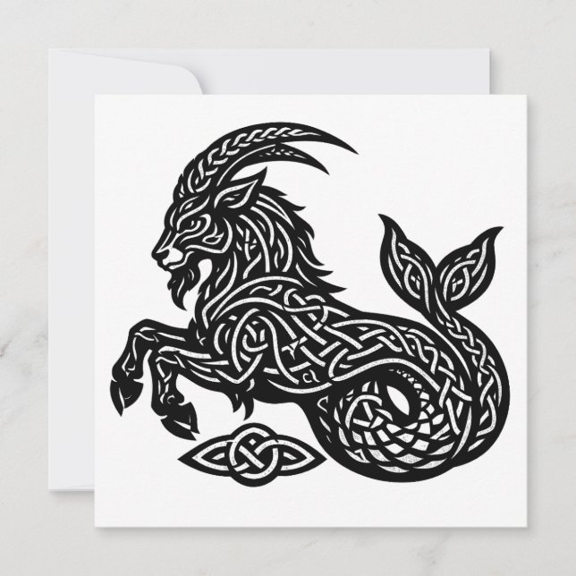 Invitación Capricornio — Zodiaco de Tinta Embrujada Cabra‑Pez (Anverso)