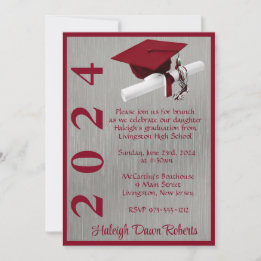 Invitación Cápsula y Diploma 5x7 Graduación Cardinal de Plata