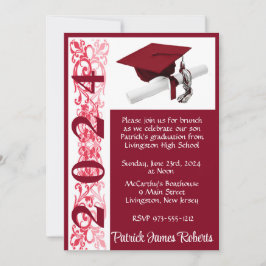Invitación Cápsula y Diploma 5x7 Graduación roja cardinal