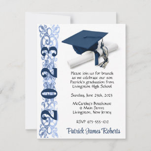 Invitación Cápsula y Diploma, Graduación azul oscuro