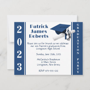 Invitación Cápsula y Diploma, Graduación azul oscuro