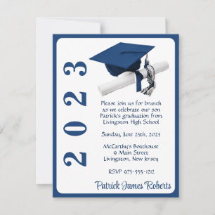 Invitación Cápsula y Diploma, Graduación azul oscuro
