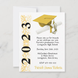 Invitación Cápsula y Diploma, Graduación de Oro y Negro