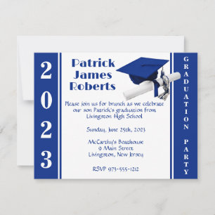 Invitación Cápsula y Diploma, Graduación Real Azul