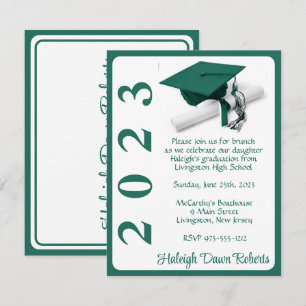 Invitación Cápsula y Diploma, Graduación Verde y Blanca de Ca