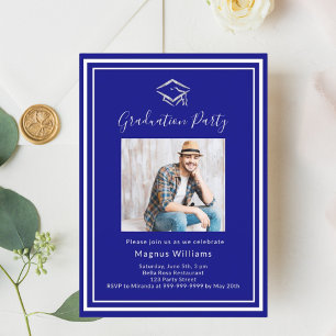 Invitación Captura de foto azul de la Marina Partido de Gradu