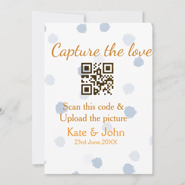 Invitación Captura el amor añadir escaneo QR subir imagen azu (Anverso)