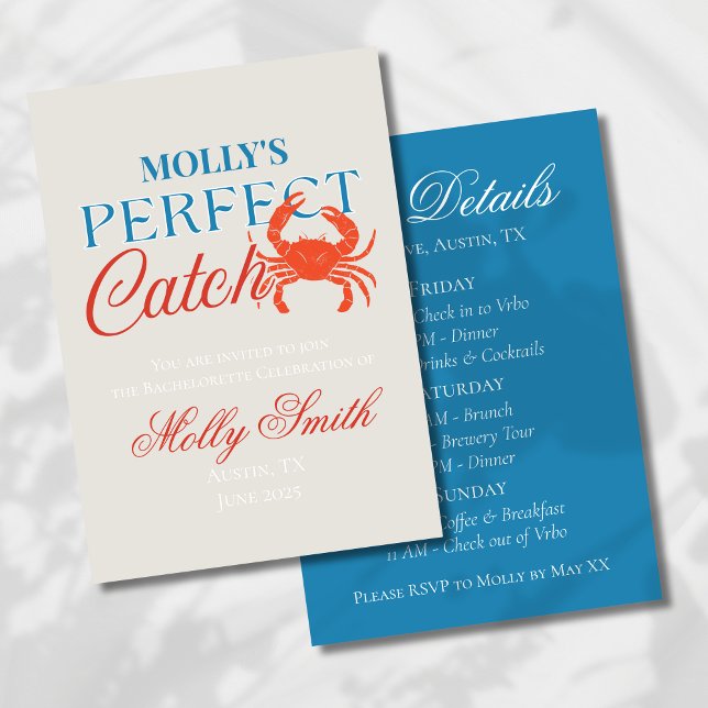 Invitación Captura perfecta - Diseño de Novias Costeras (Celebrate seaside love with this charming “Perfect Catch” design!)