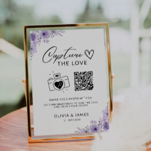 Invitación Capturar El Rótulo De Código Qr De Amor, Púrpura