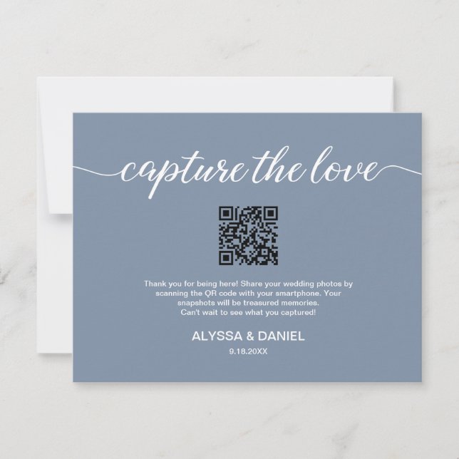 Invitación Capture the love QR code wedding photo share blue (Anverso)