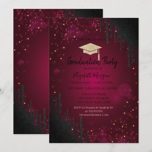 Invitación Capucha de purpurina Grad,Perforaciones negras con