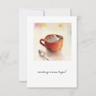 Invitación capuchino en una taza roja