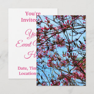 Invitación Capullos de flores rosadas en un árbol