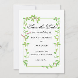 Invitación Capullos rosados en hiedra verde Save The Date de 