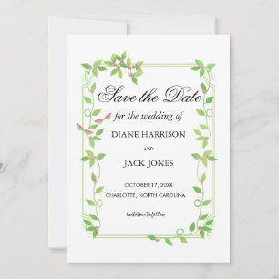 Invitación Capullos rosados en hiedra verde Save The Date de 