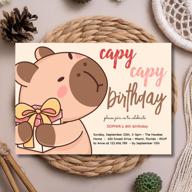 Invitación Capy capy birthday invitation (Subido por el creador)