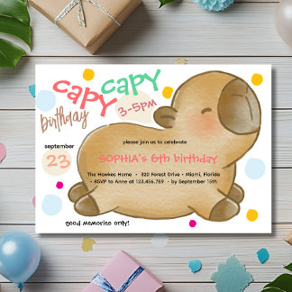 Invitación Capy capybara birthday invitation