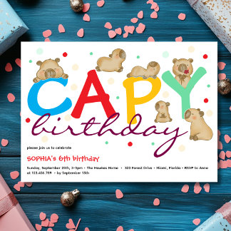 Invitación Capy capybara birthday invitation