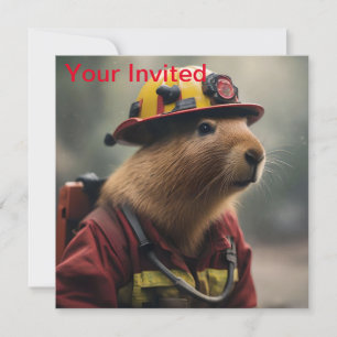 Invitación "Capybara al rescate: Extraordinario bombero