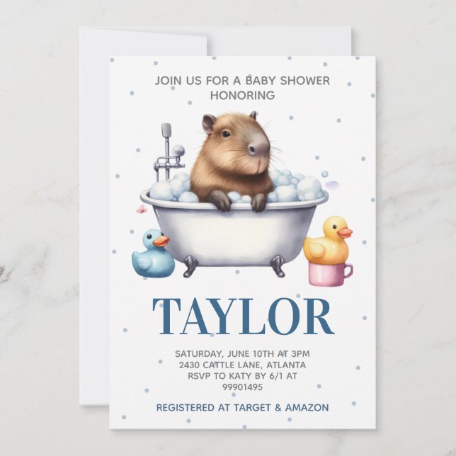 Invitación Capybara Baby shower Invitation (Anverso)