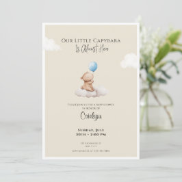 Invitación Capybara Baby Shower Invitation Cloud and Balloon