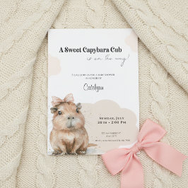 Invitación Capybara Baby Shower • Pink Bow Theme