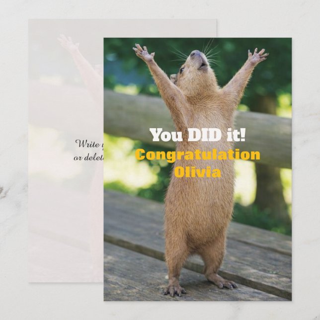 Invitación 🎓Capybara Celebration Card – Custom Congrats Edit (Anverso / Reverso)