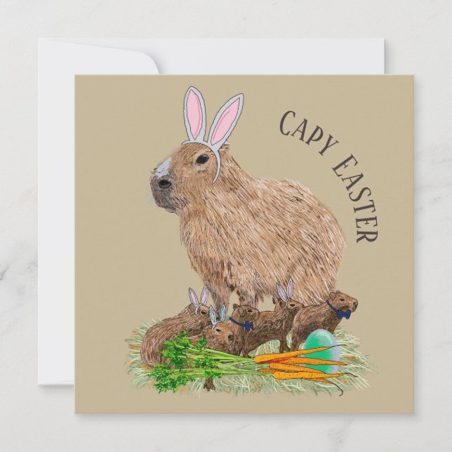 Invitación Capybara Easter Cute Bunny Funny (Anverso)