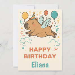 Invitación Capybara fresco para niños y chicas feliz cumpleañ