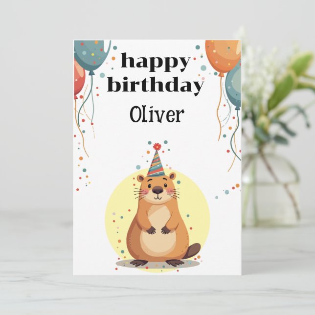 Invitación Capybara fresco para niños y chicas feliz cumpleañ (Anverso de pie)