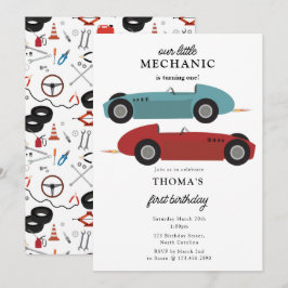 Invitación Car Mechanic Automotive Tools Boy First Birthday