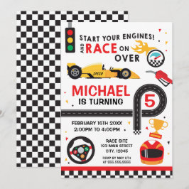 Invitación Car Racing  Birthday kid Invitation