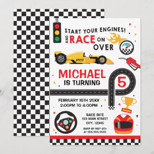 Invitación Car Racing Birthday kid Invitation