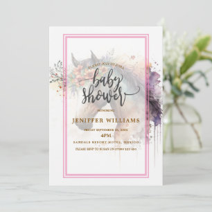 Invitación Cara de caballo con corona floral.