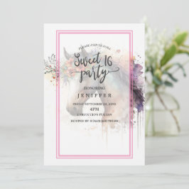 Invitación Cara de caballo con corona floral.