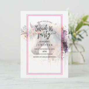 Invitación Cara de caballo con corona floral.