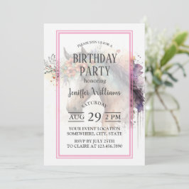 Invitación Cara de caballo con flores