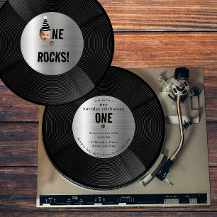 Invitación Cara de cumpleaños de música de vinilo personaliza