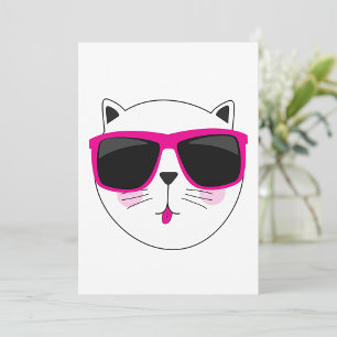 Invitación Cara de gato de Guay con gafas de sol rosadas lind