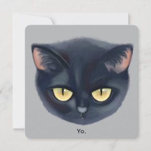 Invitación Cara de Gato Negro Adorable