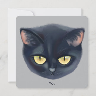 Invitación Cara de Gato Negro Adorable