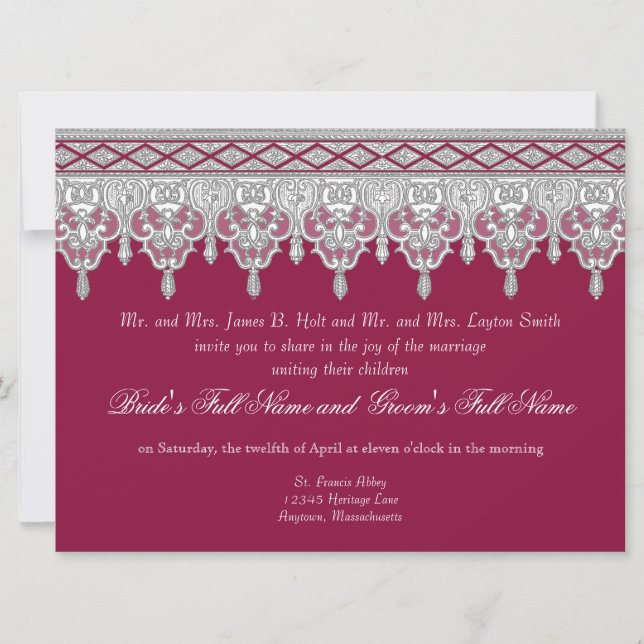 Invitación Cara de gota de lágrima, rojo borgoñés - Invitació (Anverso)