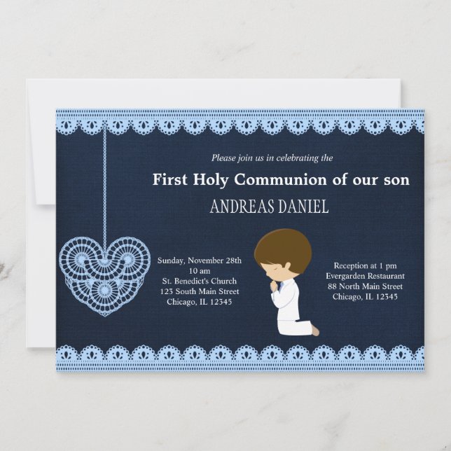 Invitación Cara de la Santa Comunión (niño) (Anverso)