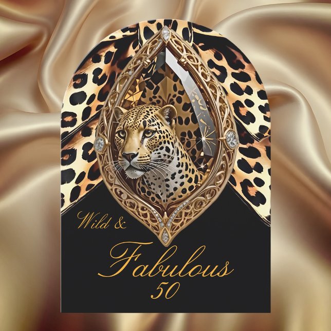Invitación Cara de leopardo salvaje fabulosa 50 cumpleaños Bo (Subido por el creador)